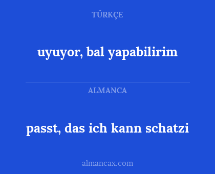 passt, das ich kann schatzi - uyuyor, bal yapabilirim