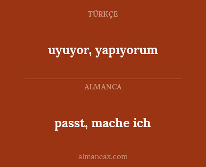 passt, mache ich - uyuyor, yapıyorum