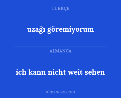 uzağı göremiyorum - ich kann nicht weit sehen