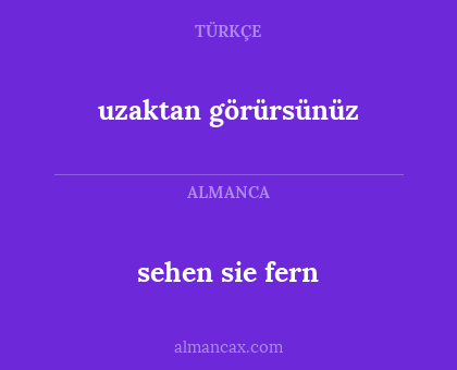 sehen sie fern - uzaktan görürsünüz
