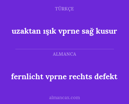 fernlicht vprne rechts defekt - uzaktan ışık vprne sağ kusur