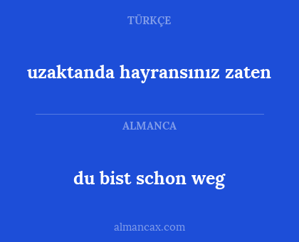 uzaktanda hayransınız zaten - du bist schon weg