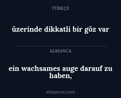 üzerinde dikkatli bir göz var - ein wachsames auge darauf zu haben,