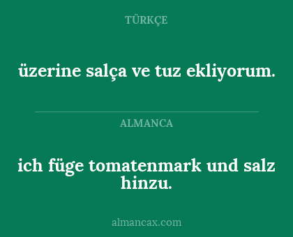 üzerine salça ve tuz ekliyorum. - ich füge tomatenmark und salz hinzu.