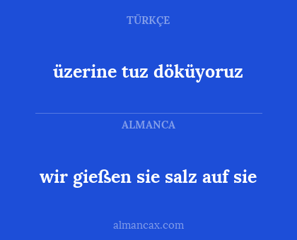 üzerine tuz döküyoruz - wir gießen sie salz auf sie