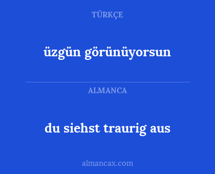 üzgün görünüyorsun - du siehst traurig aus
