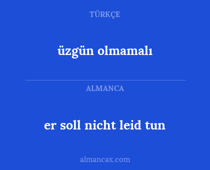üzgün olmamalı - er soll nicht leid tun