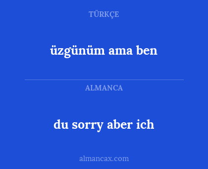 üzgünüm ama ben - du sorry aber ich