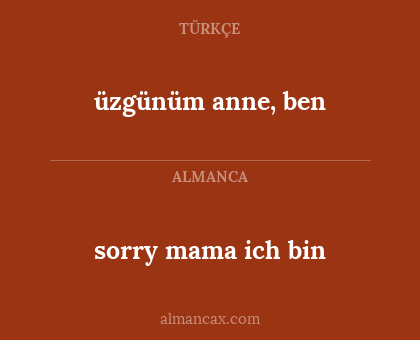 sorry mama ich bin - üzgünüm anne, ben