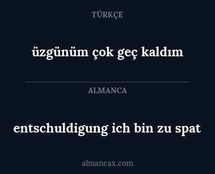 üzgünüm çok geç kaldım - entschuldigung ich bin zu spat