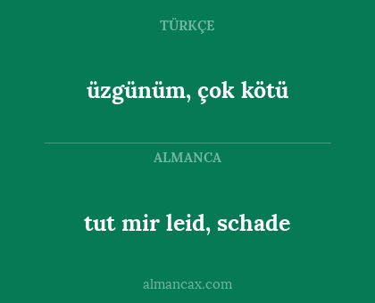 tut mir leid, schade - üzgünüm, çok kötü