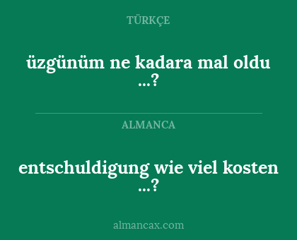 üzgünüm ne kadara mal oldu ...? - entschuldigung wie viel kosten ...?