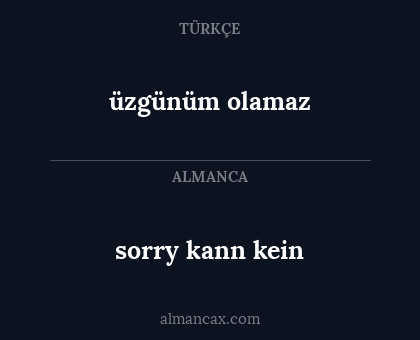 sorry kann kein - üzgünüm olamaz