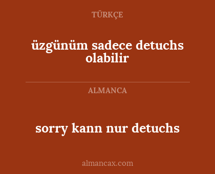 sorry kann nur detuchs - üzgünüm sadece detuchs olabilir