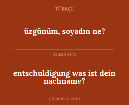 üzgünüm, soyadın ne? - entschuldigung was ist dein nachname?