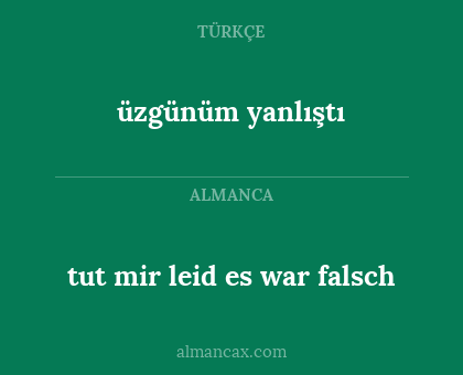 üzgünüm yanlıştı - tut mir leid es war falsch