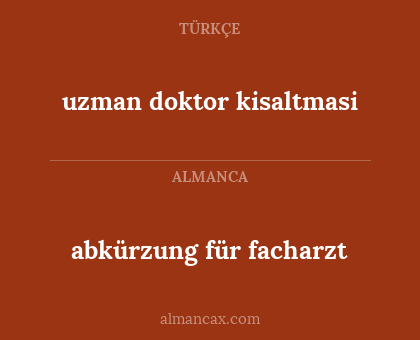 abkürzung für facharzt - uzman doktor kisaltmasi