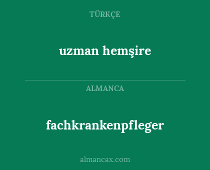 fachkrankenpfleger - uzman hemşire