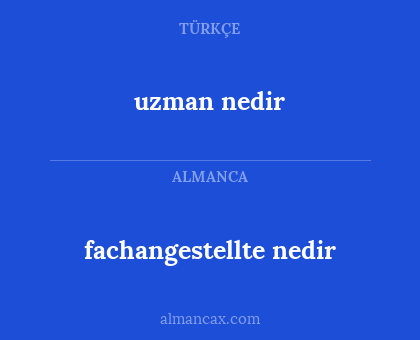 uzman nedir - fachangestellte nedir