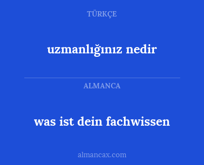 uzmanlığınız nedir - was ist dein fachwissen