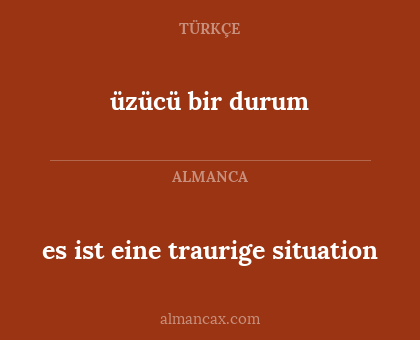 es ist eine traurige situation - üzücü bir durum