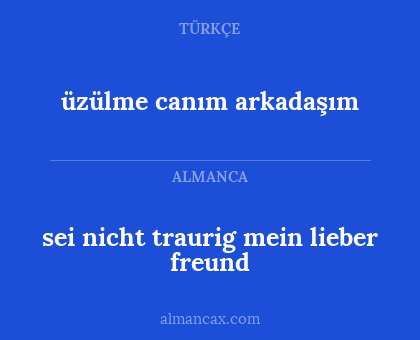 sei nicht traurig mein lieber freund - üzülme canım arkadaşım