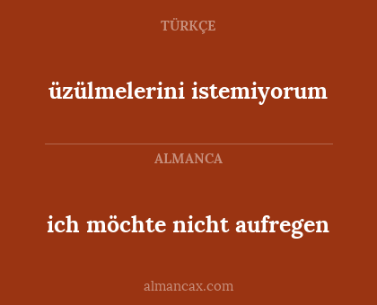 üzülmelerini istemiyorum - ich möchte nicht aufregen