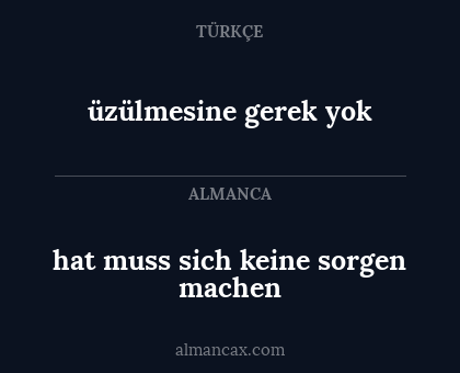 hat muss sich keine sorgen machen - üzülmesine gerek yok