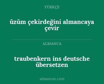 üzüm çekirdeğini almancaya çevir - traubenkern ins deutsche übersetzen