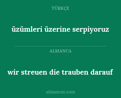 üzümleri üzerine serpiyoruz - wir streuen die trauben darauf