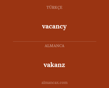 vakanz - vacancy