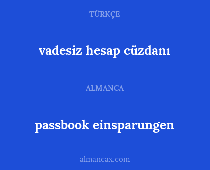 passbook einsparungen - vadesiz hesap cüzdanı
