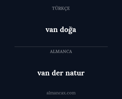 van der natur - van doğa