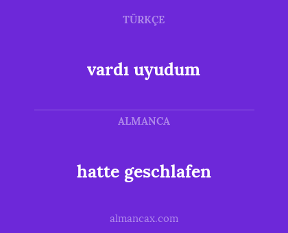 hatte geschlafen - vardı uyudum