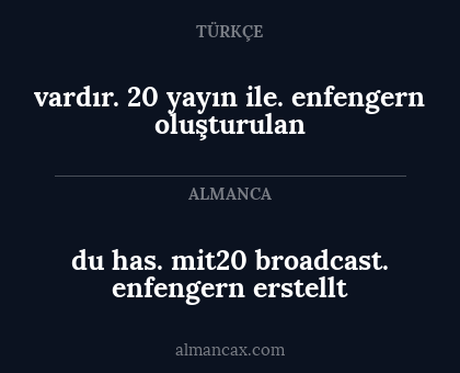du has. mit20 broadcast. enfengern erstellt - vardır. 20 yayın ile. enfengern oluşturulan