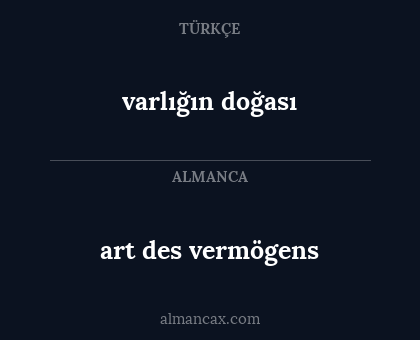 art des vermögens - varlığın doğası