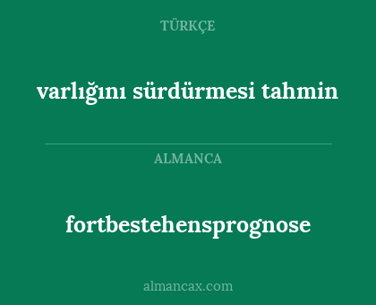 fortbestehensprognose - varlığını sürdürmesi tahmin