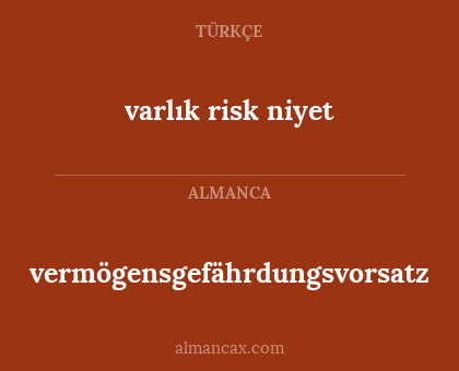 vermögensgefährdungsvorsatz - varlık risk niyet