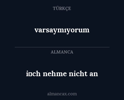 i̇ch nehme nicht an - varsaymıyorum