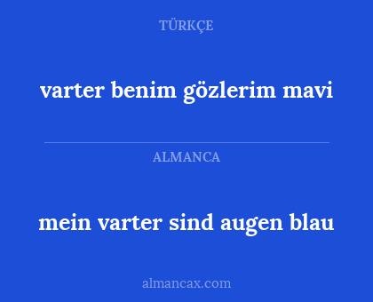 mein varter sind augen blau - varter benim gözlerim mavi