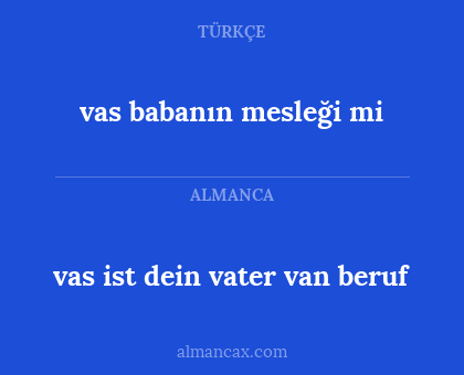 vas ist dein vater van beruf - vas babanın mesleği mi