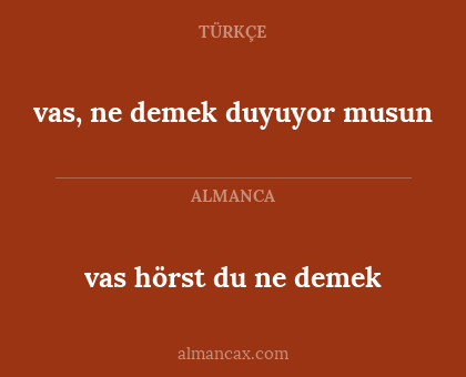 vas hörst du ne demek - vas, ne demek duyuyor musun