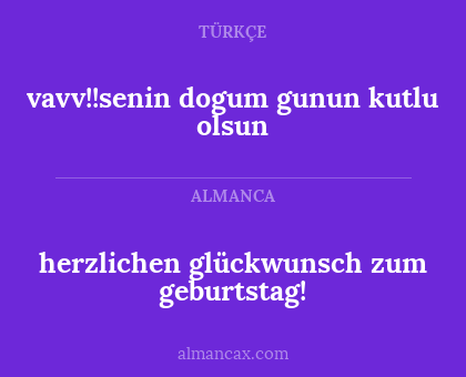 herzlichen glückwunsch zum geburtstag! - vavv!!senin dogum gunun kutlu olsun