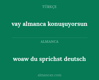 woaw du sprichst deutsch - vay almanca konuşuyorsun