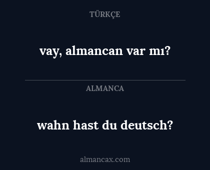 vay, almancan var mı? - wahn hast du deutsch?