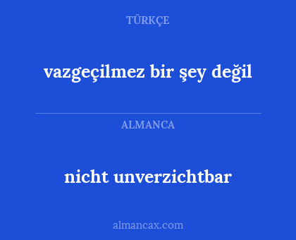 nicht unverzichtbar - vazgeçilmez bir şey değil