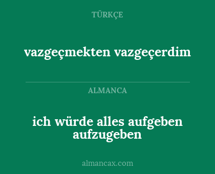 vazgeçmekten vazgeçerdim - ich würde alles aufgeben aufzugeben