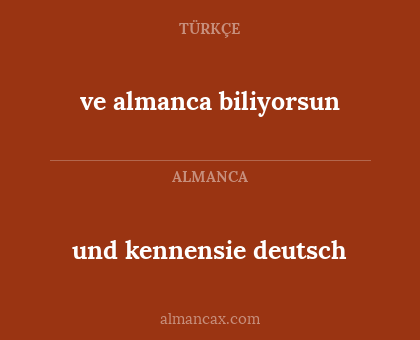 und kennensie deutsch - ve almanca biliyorsun