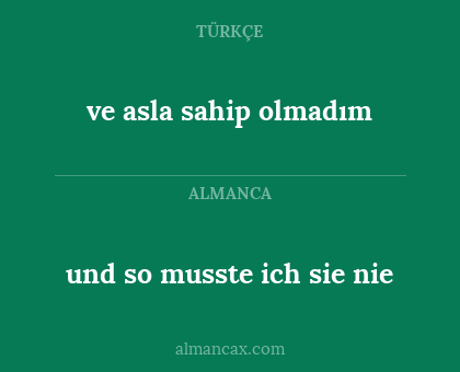 ve asla sahip olmadım - und so musste ich sie nie