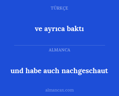 und habe auch nachgeschaut - ve ayrıca baktı